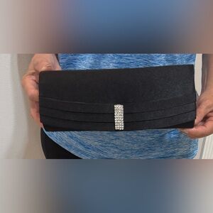 Bijoux Terner Elegant Black Clutch with Silver Accent 100% Polyester